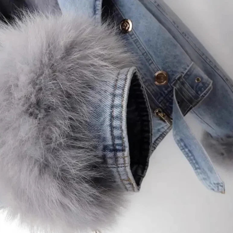 DENIMOVÁ BUNDA MONROE KOŽEŠINOVÝ LÍMEC